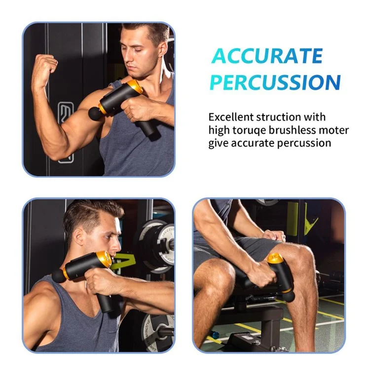 QY-005 Stile Elettrotecnico Touch Screen Recaricable Deep Deep Tissue Muscle Relaxation Massager Elettronico 20-ingranaggi Fornitura Di Vibrazione Alleviare La Pistola Per Massaggio Fascia Con 6 Massaggio Testa - Spina Argento / Americana