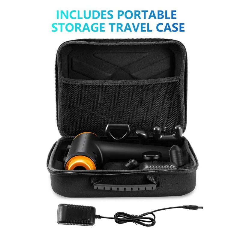 QY-005 20 Gears Massage Tool Massage Gun Muscle Relaxing Massager with 6 Massage Heads - White//EU Plug