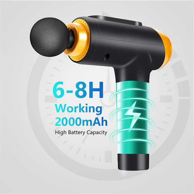 QY-005 20 Gears Massage Tool Massage Gun Muscle Relaxing Massager with 6 Massage Heads - White//EU Plug