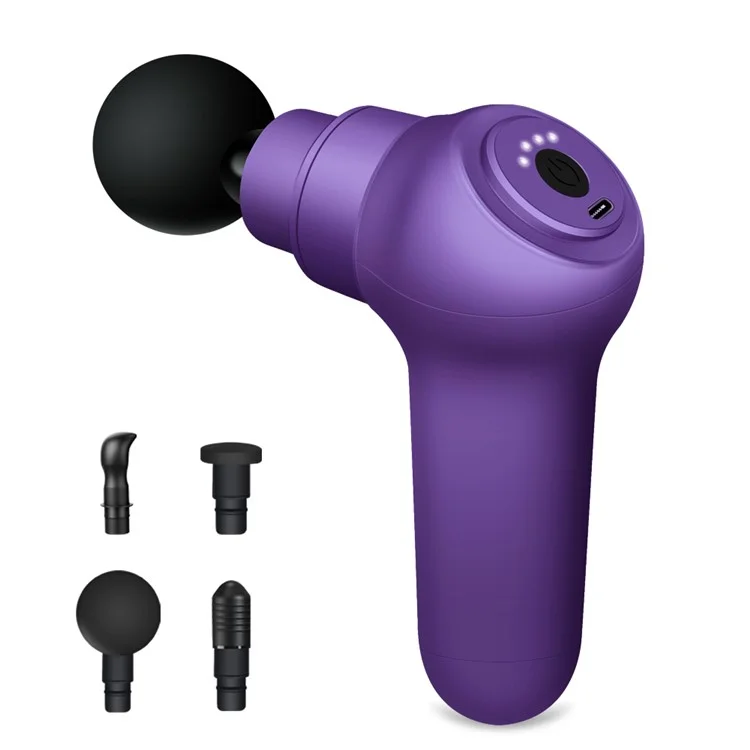 Qy-m12 Mini Elektrische Elektro-vibrationsmuskel-entspannungsmassage Ganzkörper Schmerz Lindern Kabellose Faszien-massagegeräte Mit 4 Massagekopf - Violett