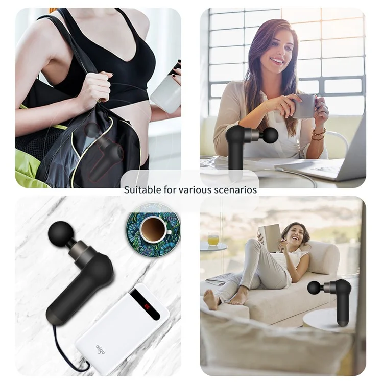 Qy-m12 Mini Elektrische Elektro-vibrationsmuskel-entspannungsmassage Ganzkörper Schmerz Lindern Kabellose Faszien-massagegeräte Mit 4 Massagekopf - Violett