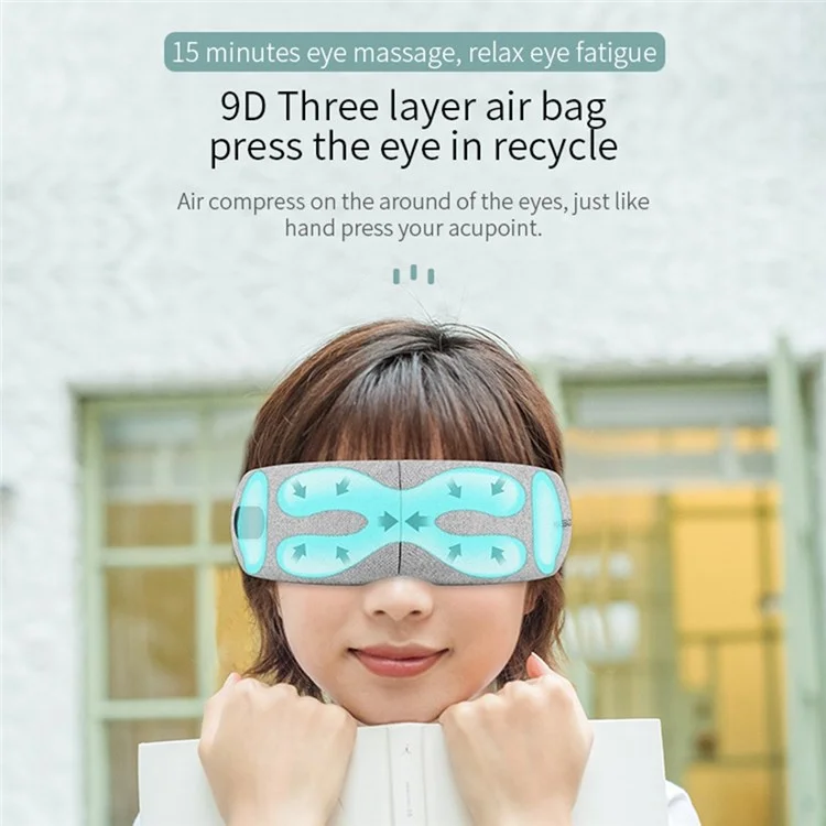 FUTURE ST-204 Airbag Smart Eye Massager Vibration Heating Massage Eye Mask Care Device with 4 Modes - Grey