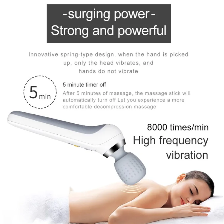 ST-806A Masajeador de Mano Recargable para el Hogar, Vibrador de Masaje Eléctrico de Mano para el Cuerpo