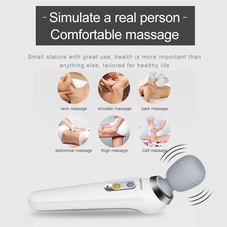 ST-806A Masajeador de Mano Recargable para el Hogar, Vibrador de Masaje Eléctrico de Mano para el Cuerpo