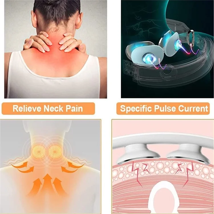 K05 Portable Neck Massager Heating Function Heated Neck Massage Pulse Therapy Cordless Intelligent Massage Tool for Neck Pain Relief