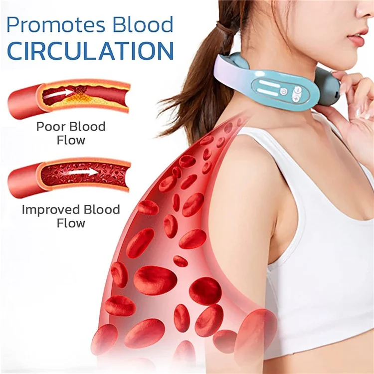 K05 Portable Neck Massager Heating Function Heated Neck Massage Pulse Therapy Cordless Intelligent Massage Tool for Neck Pain Relief