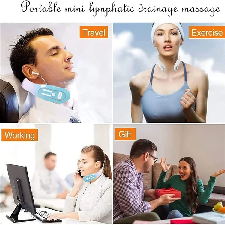 K05 Portable Neck Massager Heating Function Heated Neck Massage Pulse Therapy Cordless Intelligent Massage Tool for Neck Pain Relief