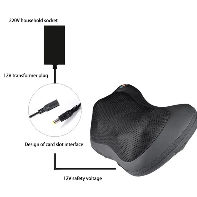 Back Neck Massager Electric Shoulder Massager with Heat Shiatsu Massage Pillow for Muscle Pain Relief, EU Plug