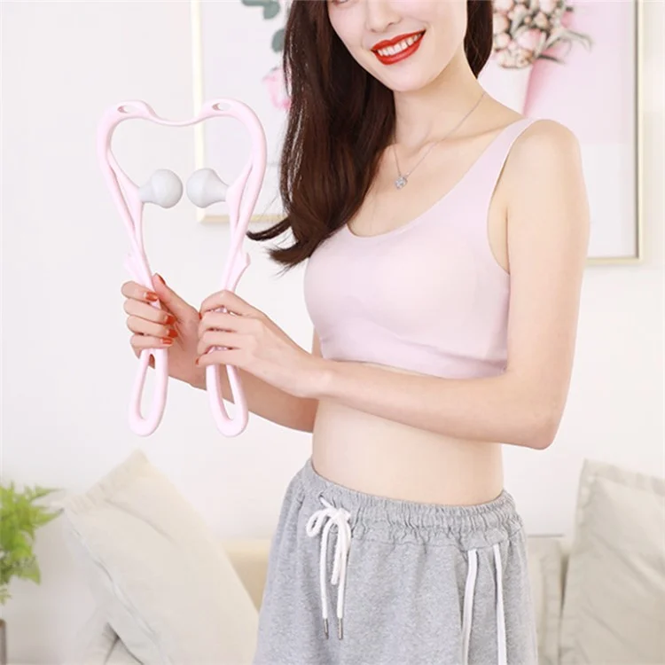 Handheld Manual Neck Massager Pain Relief Massage Tool for Leg Feet and Knee - Pink
