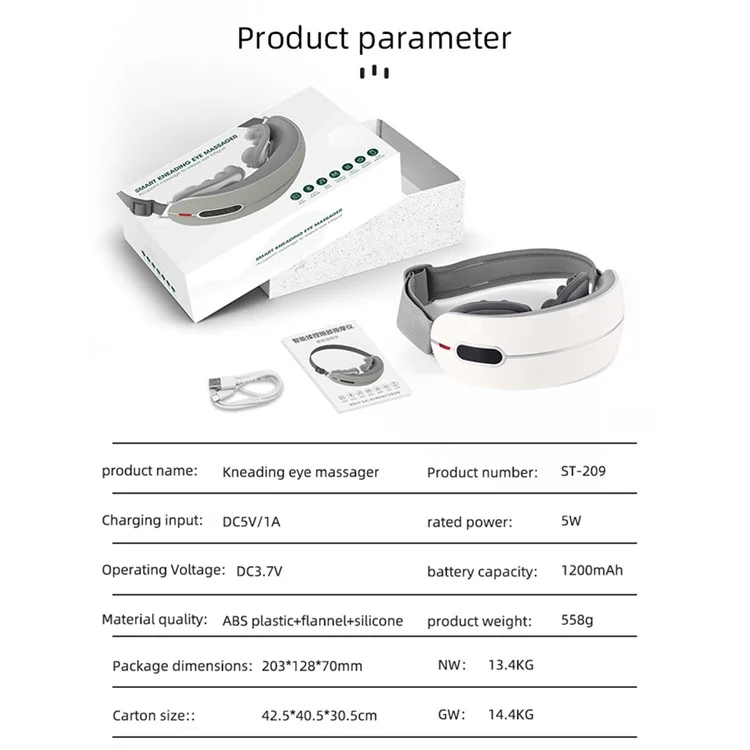 ST-209 Массажер для глаз Kneading Eye Massager Portable Bluetooth Connection Eye Massager с 4 режимами