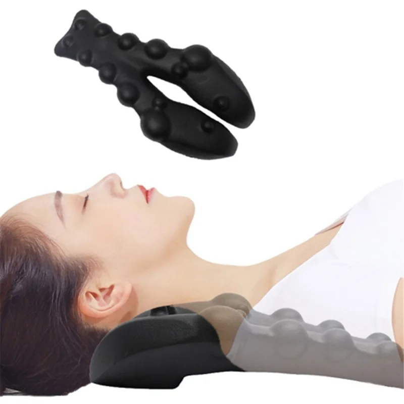 Soft EVA Cervical Spine Massager Pain Relieve Neck Shoulder Relax Massage Tool - Black