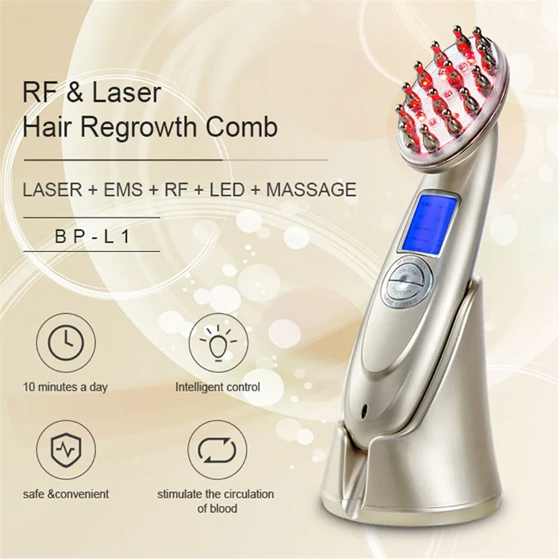 BP-L1 Pente Massageador de Cabelo a Laser Cuidado em Casa - Dourado