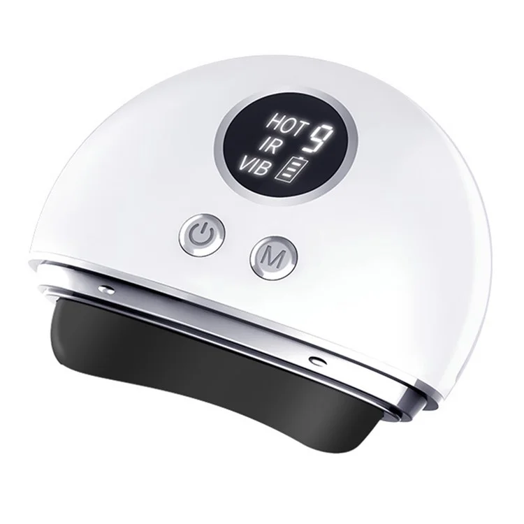 DYM-040 Pedra de Raspagem Elétrica Gua Sha Massageador Pedra Agulha Compressão Quente Ferramenta de Massagem Aquecedor de Pedra - Pedra Branca / Preta 