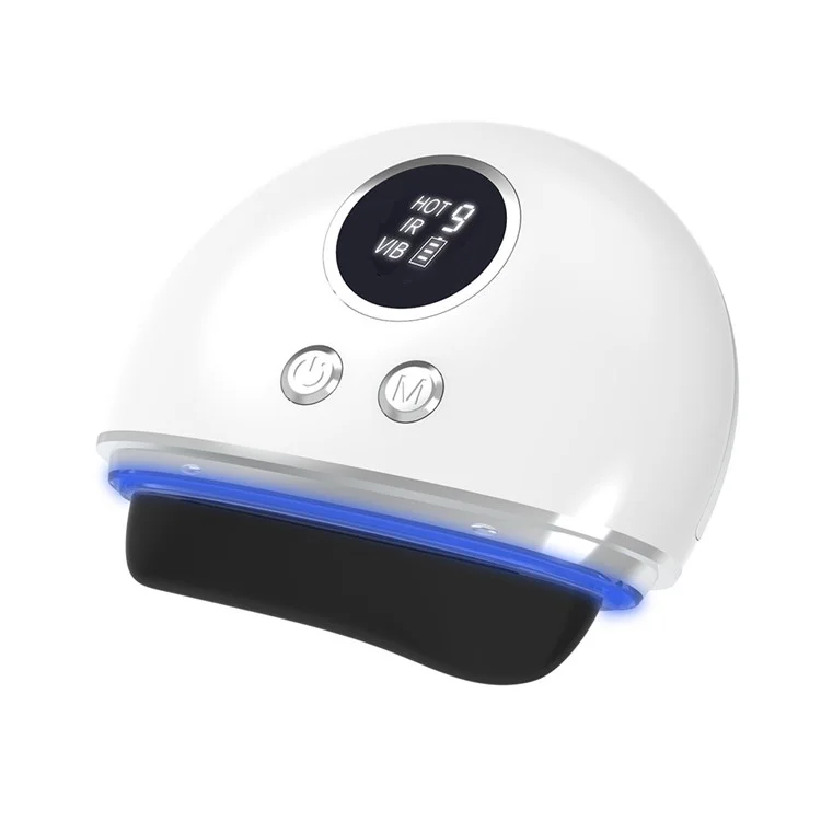 DYM-040 Pedra de Raspagem Elétrica Gua Sha Massageador Pedra Agulha Compressão Quente Ferramenta de Massagem Aquecedor de Pedra - Pedra Branca / Preta 