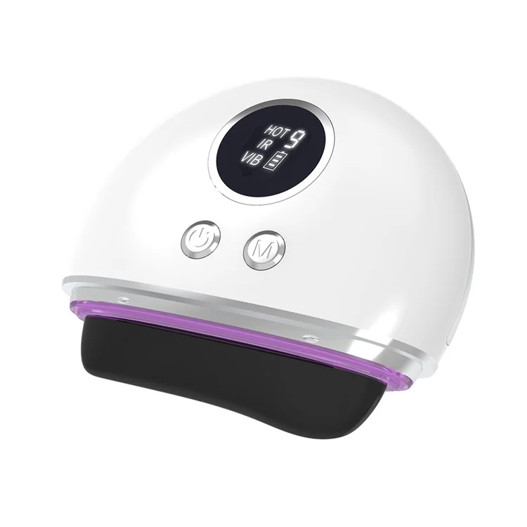 DYM-040 Pedra de Raspagem Elétrica Gua Sha Massageador Pedra Agulha Compressão Quente Ferramenta de Massagem Aquecedor de Pedra - Pedra Branca / Preta 