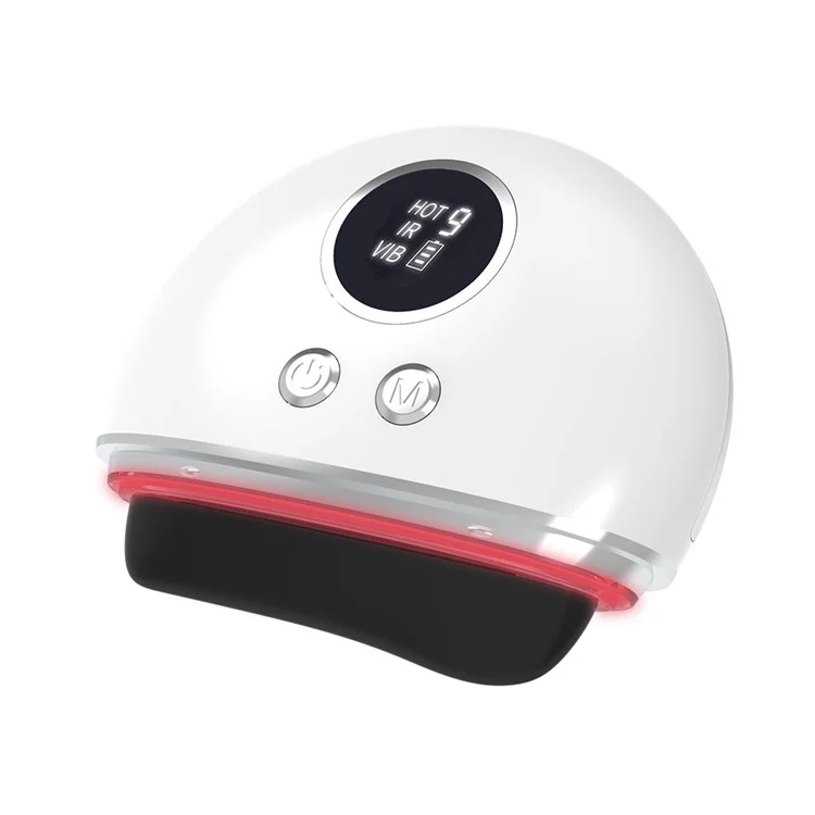 DYM-040 Pedra de Raspagem Elétrica Gua Sha Massageador Pedra Agulha Compressão Quente Ferramenta de Massagem Aquecedor de Pedra - Pedra Branca / Preta 