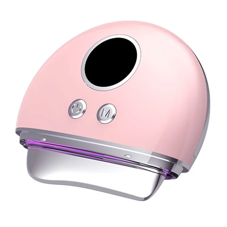 DYM-039 Face Massager Electric Heated Gua Sha Facial Tool for Face Lift Wrinkle Removal Eye and Face Puffiness - Pink