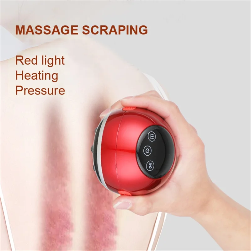GS01 Elektrisches Vibrations-Gesichtsmassagegerät Gua Sha Tools Face Lift Straffungsgerät Schröpf-Therapiegerät - Rot