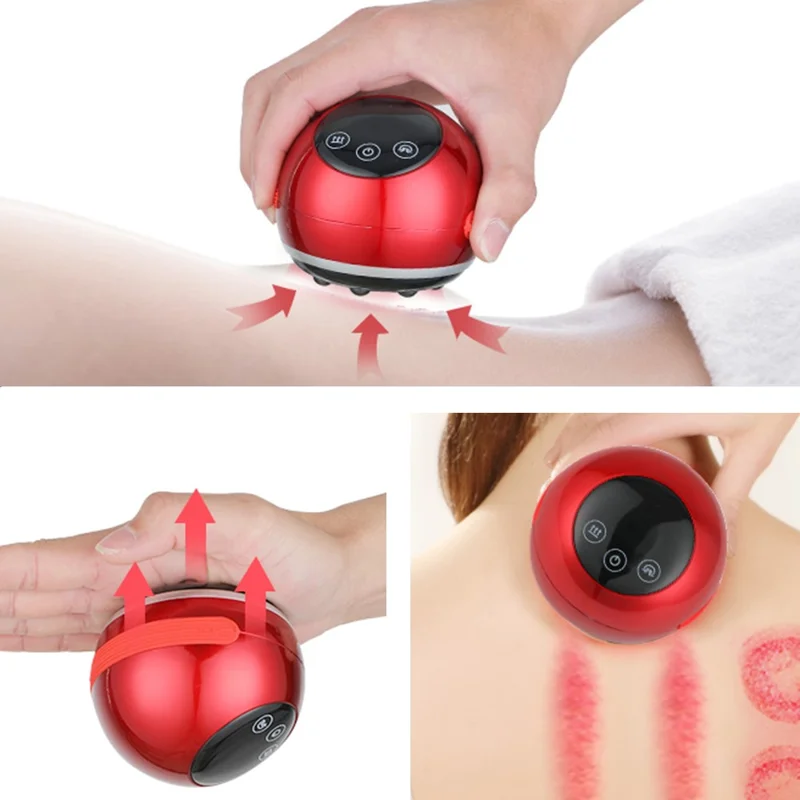 GS01 Elektrisches Vibrations-Gesichtsmassagegerät Gua Sha Tools Face Lift Straffungsgerät Schröpf-Therapiegerät - Rot
