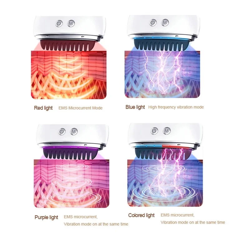 DYM-041 9 Strength 4 Modes Body Massager EMS Vibration Electric Scalp Massager Meridian Brush (ST)