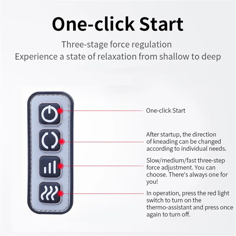 JH-R2 Heated Neck Pad Massager Kneading Back Massager Shiatsu Shoulder Massage for Home Office Car Use - Black / US Plug