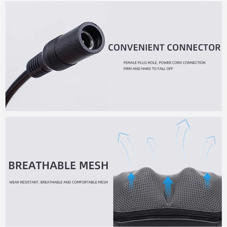 JH-R2 Heated Neck Pad Massager Kneading Back Massager Shiatsu Shoulder Massage for Home Office Car Use - Black / EU Plug