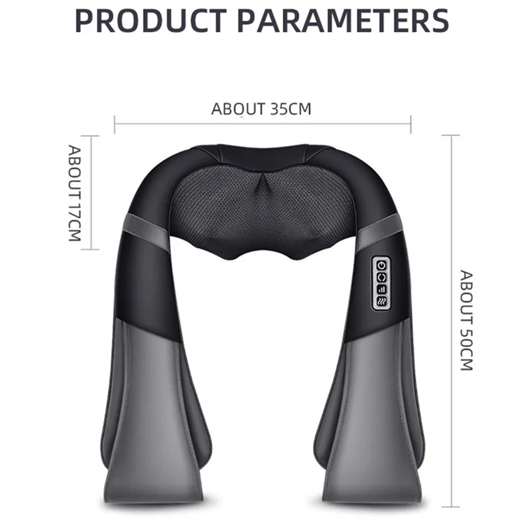 JH-RC1 Plug-in Back Neck Shoulder Massager Hot Compress 4D Kneading Beating Massager for Relief on Full Body Muscles - Schwarz / Grau / US-Stecker