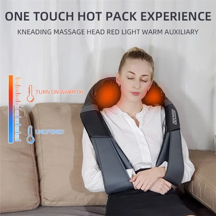 JH-RC1 Plug-in Back Neck Shoulder Massager Hot Compress 4D Kneading Beating Massager for Relief on Full Body Muscles - Schwarz / Grau / US-Stecker