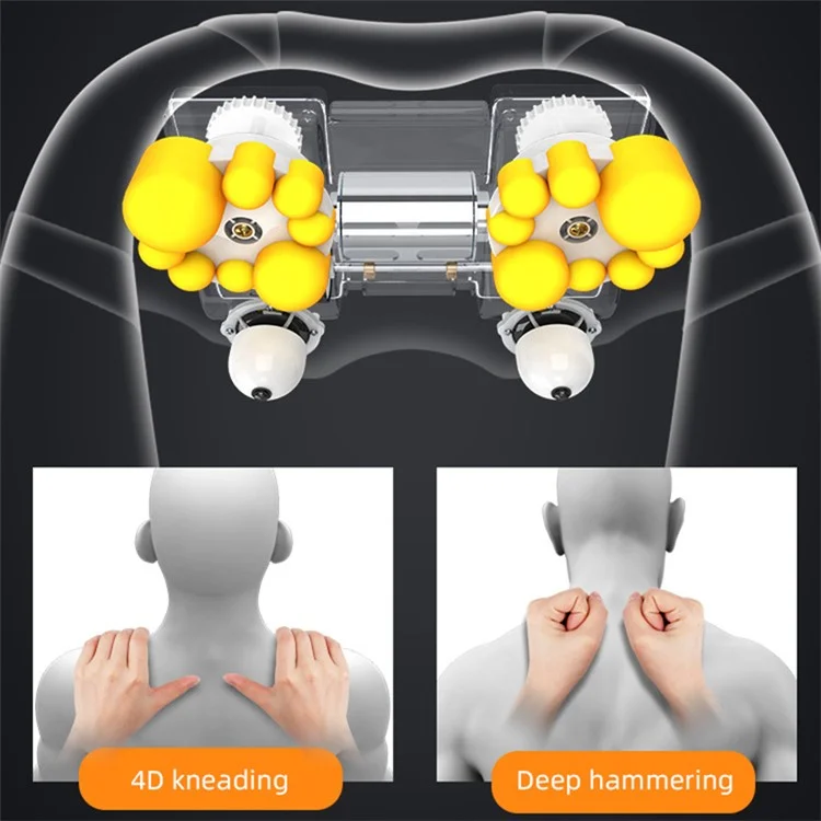 JH-RC1 Plug-in Back Neck Shoulder Massager Hot Compress 4D Kneading Beating Massager for Relief on Full Body Muscles - Schwarz / Grau / US-Stecker