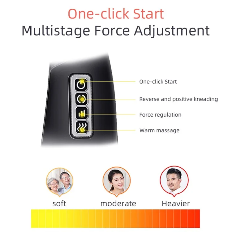 JH-RC1 Plug-in Back Neck Shoulder Massager Hot Compress 4D Kneading Beating Massager for Relief on Full Body Muscles - Schwarz / Grau / US-Stecker