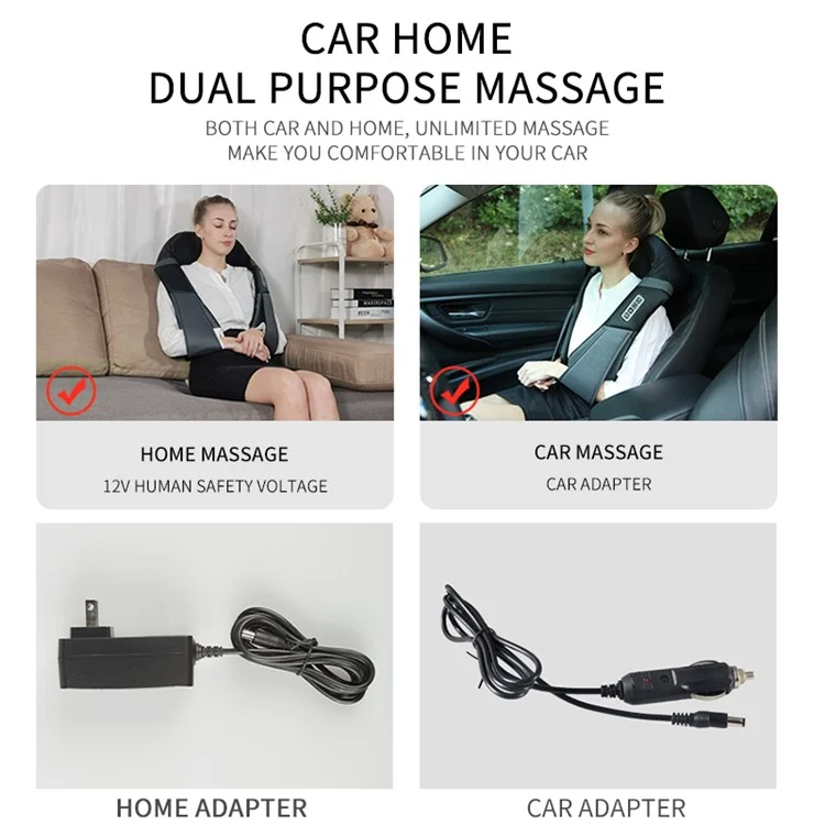 JH-RC1 Plug-in Back Neck Shoulder Massager Hot Compress 4D Kneading Beating Massager for Relief on Full Body Muscles - Schwarz / Grau / US-Stecker