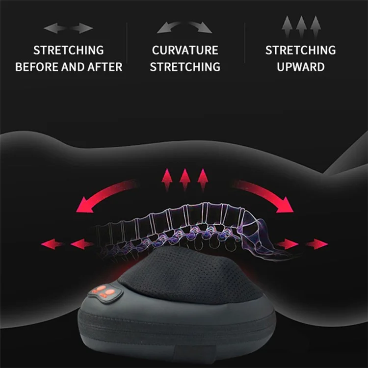 JH-016 Waist Back Massager 4-Node Neck Massager Electric Shoulder Foot Massage Pillow with Heat, Plug-in - Black / EU Plug