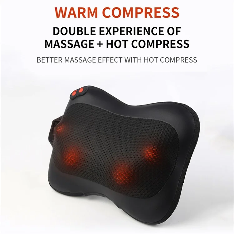 Massage électrique pour la nuque JH-166 Masseur de corps multifonctionnel Oreiller de massage de voiture - Noir / Prise US
