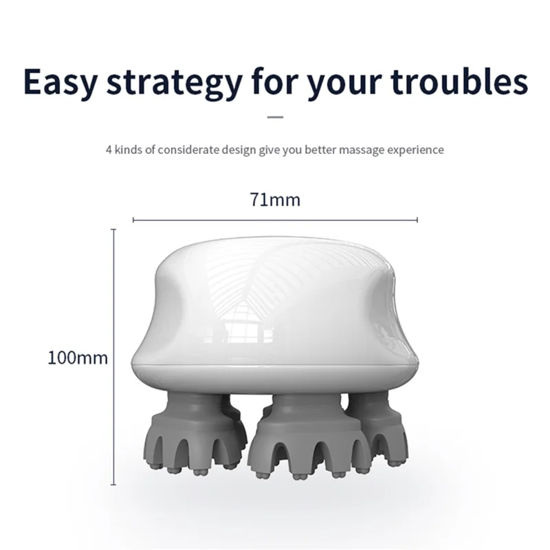 JH-T3 5-Claw Head Massager Ergonomic IPX7 Waterproof Silicone Scalp Massager with 3 Speeds Adjustable