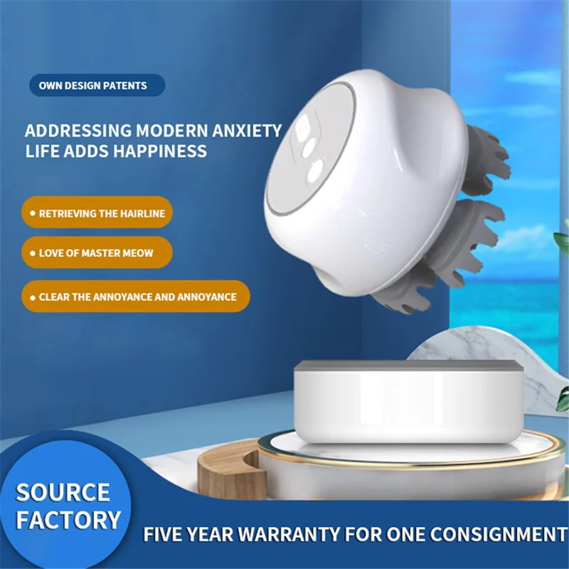 JH-T3 5-Claw Head Massager Ergonomic IPX7 Waterproof Silicone Scalp Massager with 3 Speeds Adjustable