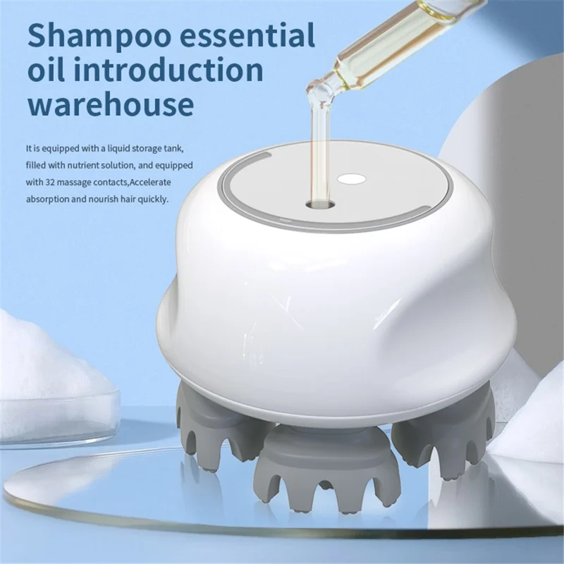 JH-T3 5-Claw Head Massager Ergonomic IPX7 Waterproof Silicone Scalp Massager with 3 Speeds Adjustable