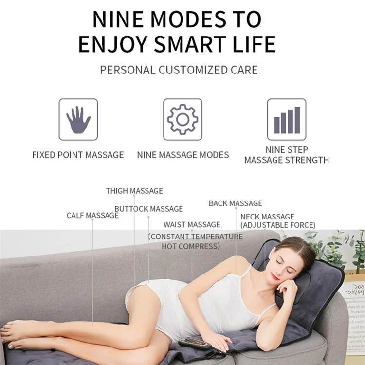 JH-CD6 9 Modes Massage Mat Sitting Lying Electric Heating Pad Muscle Relax Body Massager Cushion - US Plug