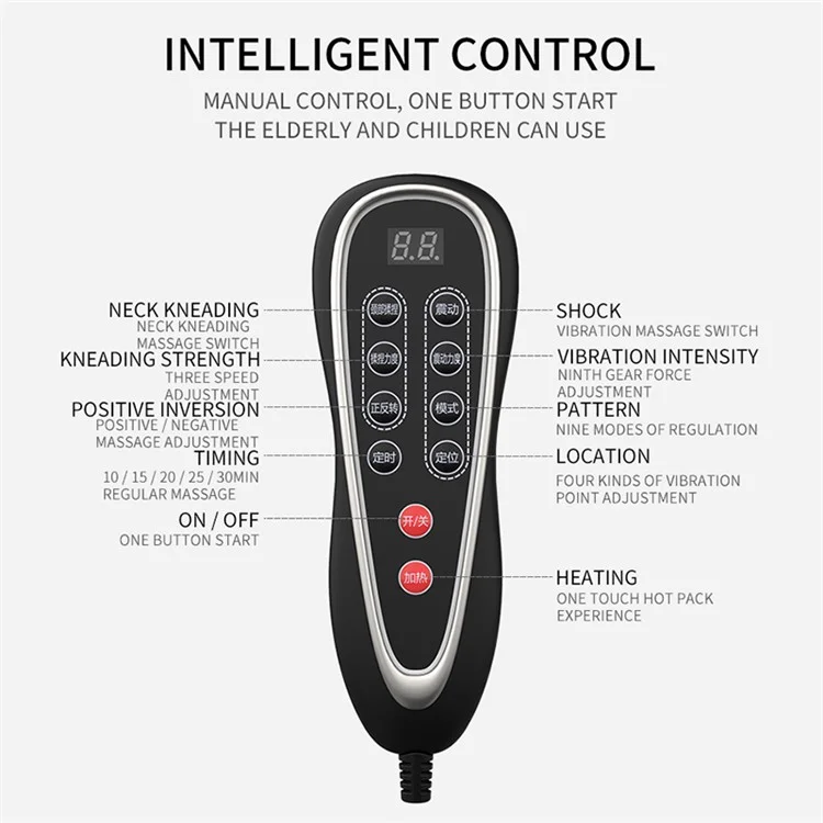JH-CD6 9 Modes Massage Mat Sitting Lying Electric Heating Pad Muscle Relax Body Massager Cushion - US Plug