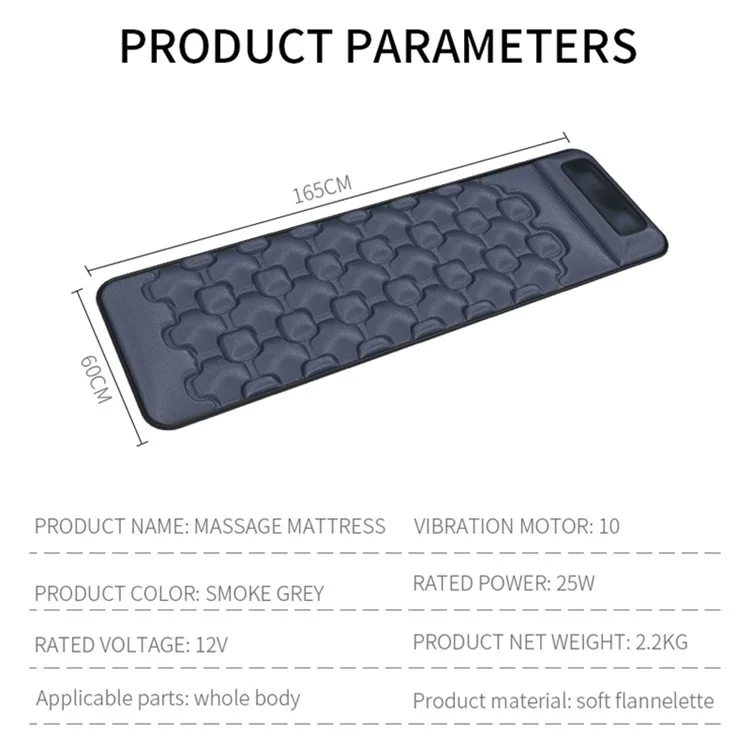 JH-CD6 9 Modes Massage Mat Sitting Lying Electric Heating Pad Muscle Relax Body Massager Cushion - US Plug