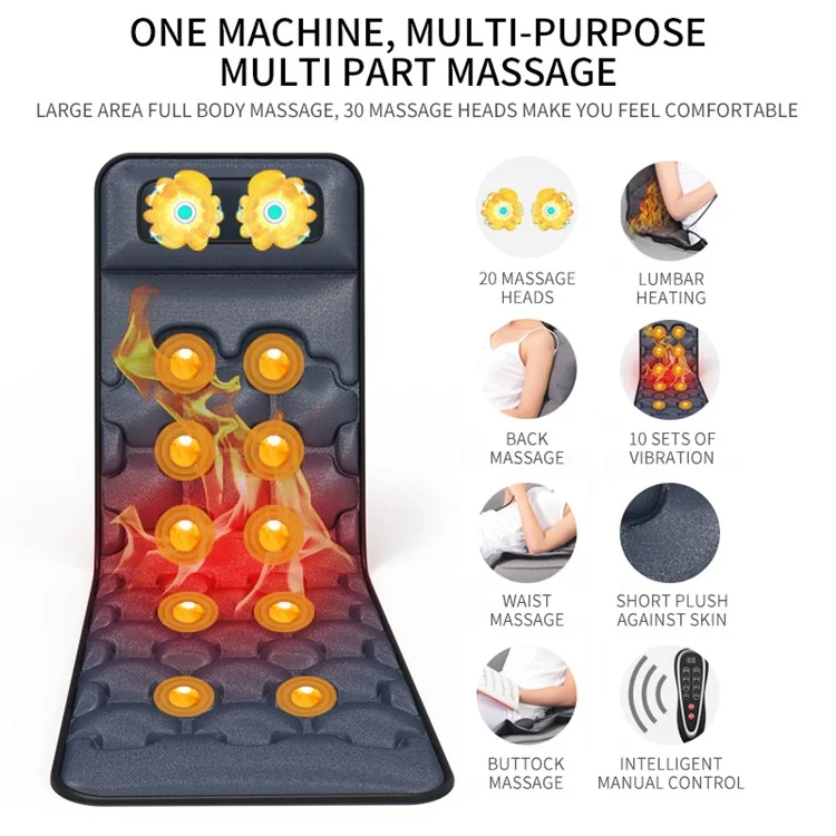 JH-CD6 9 Modes Massage Mat Sitting Lying Electric Heating Pad Muscle Relax Body Massager Cushion - US Plug