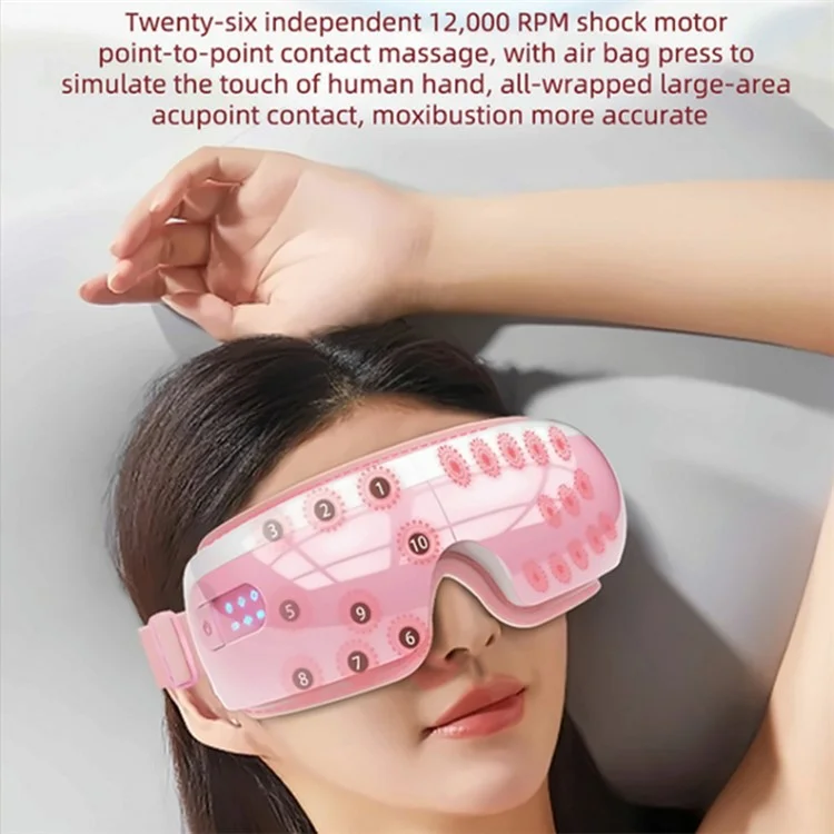 E5 Plus 26 Points Smart Eye Massager Adjustable Airbag Hot Compress Eye Protector Massager with 5 Massage Modes - Pink