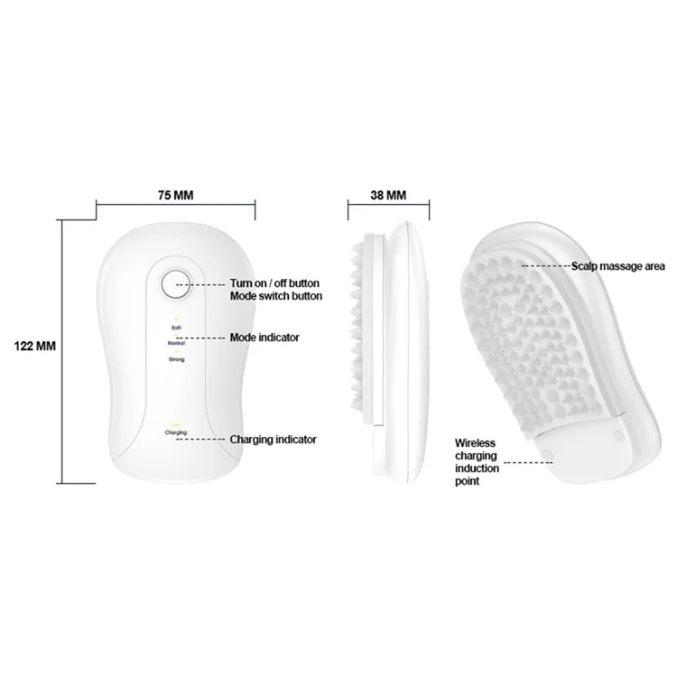 HQ-A010 Scalp Massager IPX7 Waterproof Head Massager Cleaner with 3-Frequency Adjustment