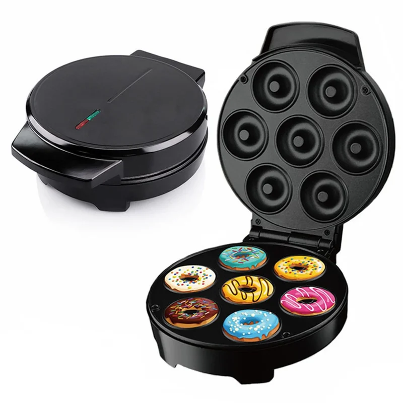 Mini Donut Maker Machine Electric Pancakes Maker Machine for Makes 7 Doughnuts (No FDA Certificate) - EU Plug / 220V