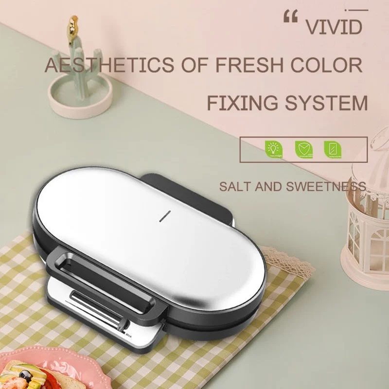 Coupé Dual Breakfast Sandwich Sandwich Maker Electric Pancake Maker Griddle (cer Certificated, Pas de FDA) - Argent / Plug ue 220V