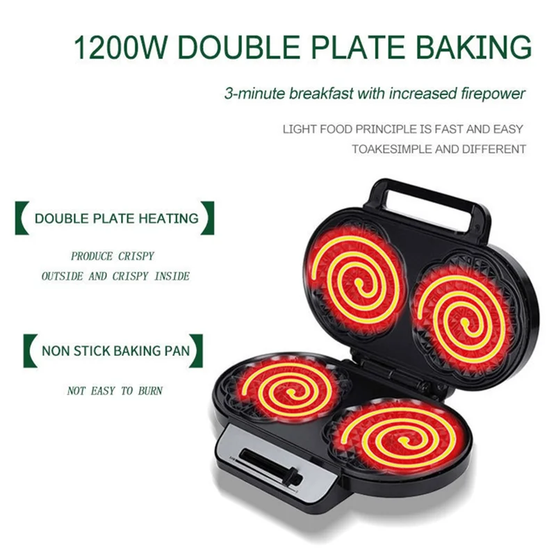 COUPE Dual Breakfast Sandwich Maker Electric Pancake Maker Griddle (CE Certificated, No FDA) - Silver / US Plug 110V