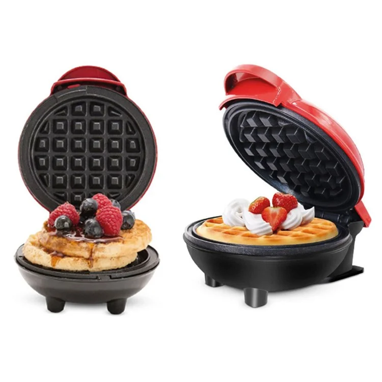 COUPE Mini Electric Waffles Maker Bubble Egg Cake Oven Pan Machine (CE Certificated, No FDA) - Rund rot / EU-Stecker 220V