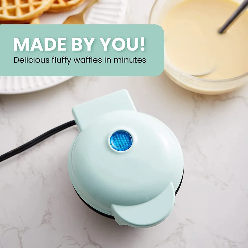 COUPE Mini Electric Waffles Maker Bubble Egg Cake Oven Pan Machine (CE Certificated, No FDA) - Blue Round / EU Plug 220V