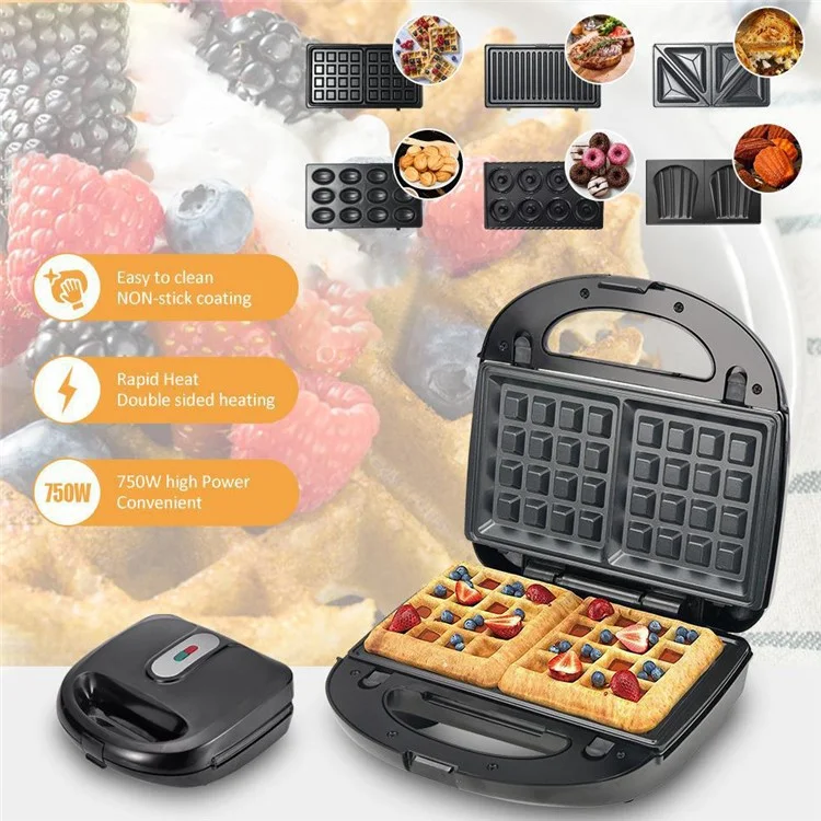 COUPE CP908 Electric Sandwich Maker Non-stick 6 In 1 Breakfast Maker Machine (CE Certificated, No FDA, BPA-Free) - EU Plug