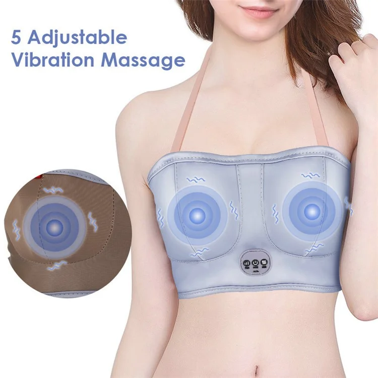 Breast Massager Electric Vibration Bust Lift Enhancer Machine with Heat Function for Chest Enlargement, Silver Grey (with CE)