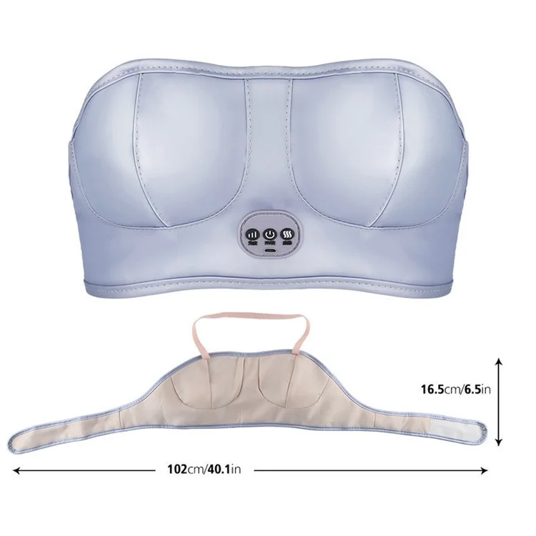 Breast Massager Electric Vibration Bust Lift Enhancer Machine with Heat Function for Chest Enlargement, Silver Grey (with CE)